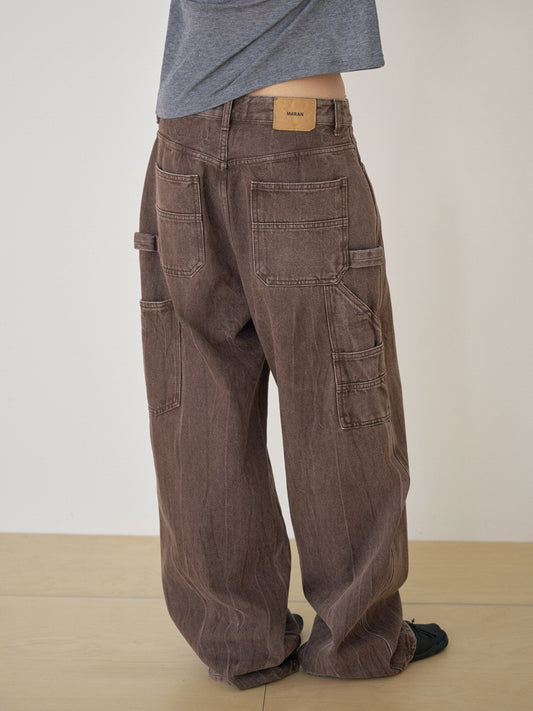 Brown Crack Work Pants - Brown 1