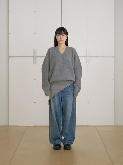 MARAN Wool V-neck Raglan Pullover - Gray 商品画像12/19