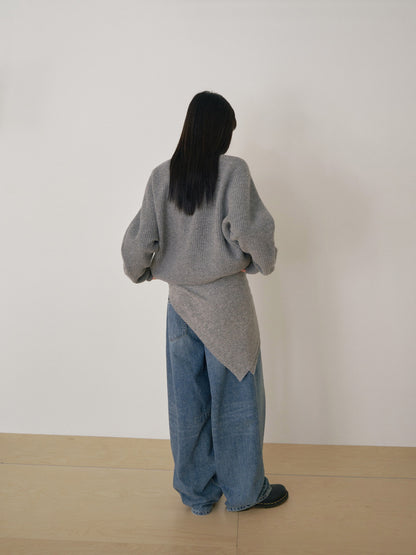 Cashmere Square Scarf - Gray 1