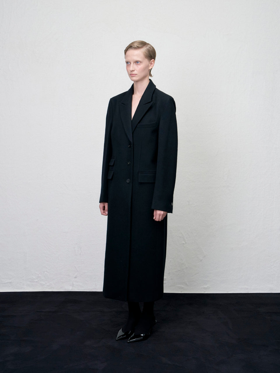 【ARIK. アリク AW】[REORDER] Libra tailored single breasted wool coat Black