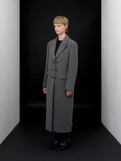 【ARIK. アリク AW】Libra tailored single breasted wool coat Melange Grey