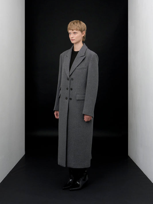 [ARIK. AW] Libra tailored single breasted wool coat Melange Gray