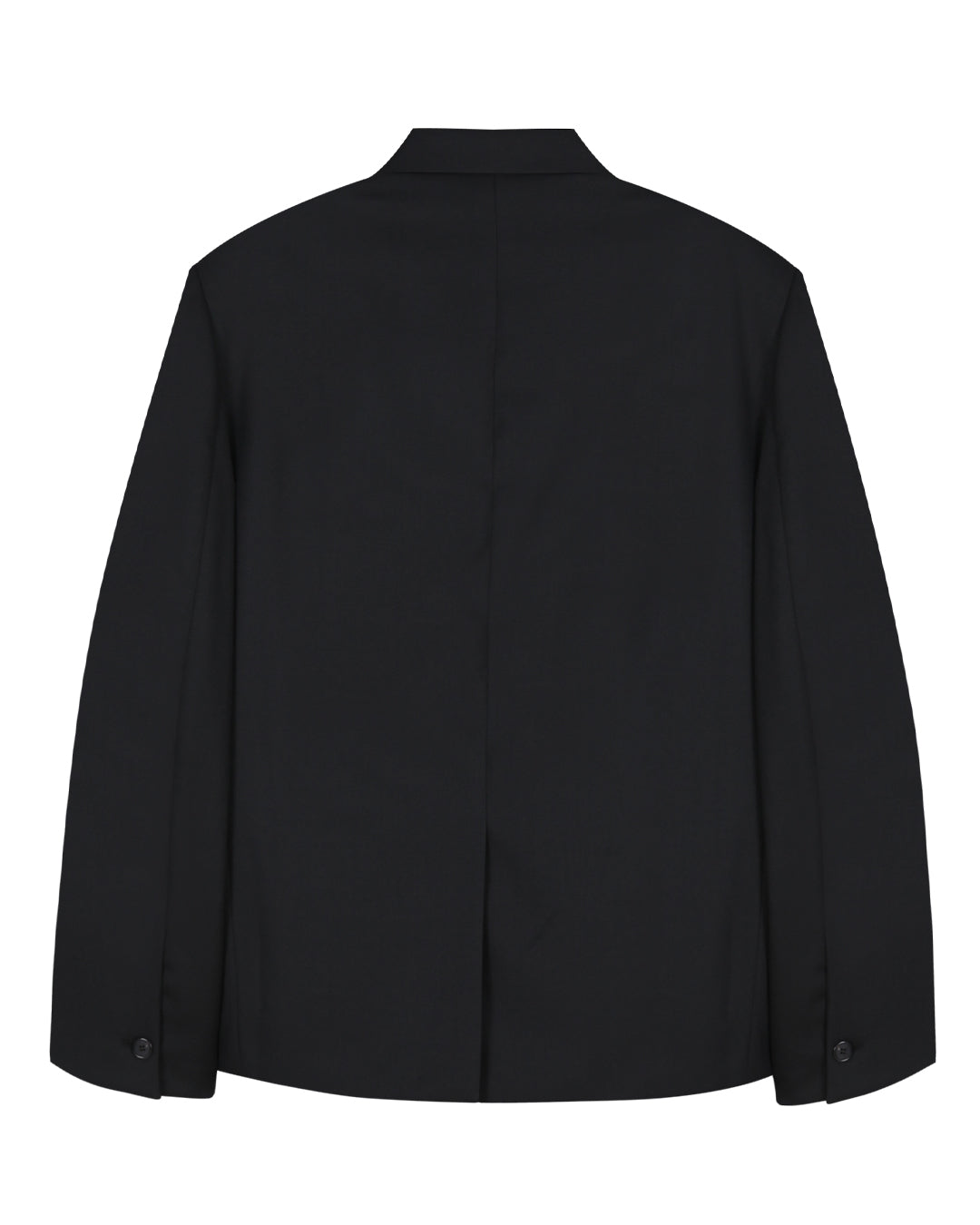 Leather Reveal Sleeve Wool Blazer_Black
