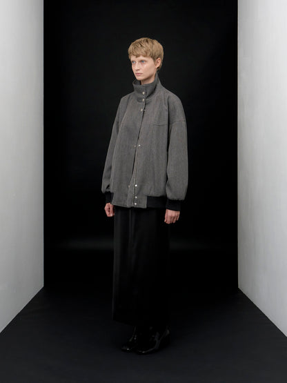 【ARIK. アリク AW】Segin oversized panel bomber jacket Melange Grey