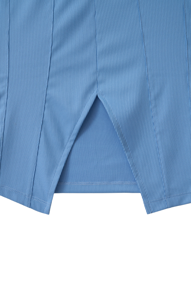 Zip-Up Tank Top - Sky Blue, Black
