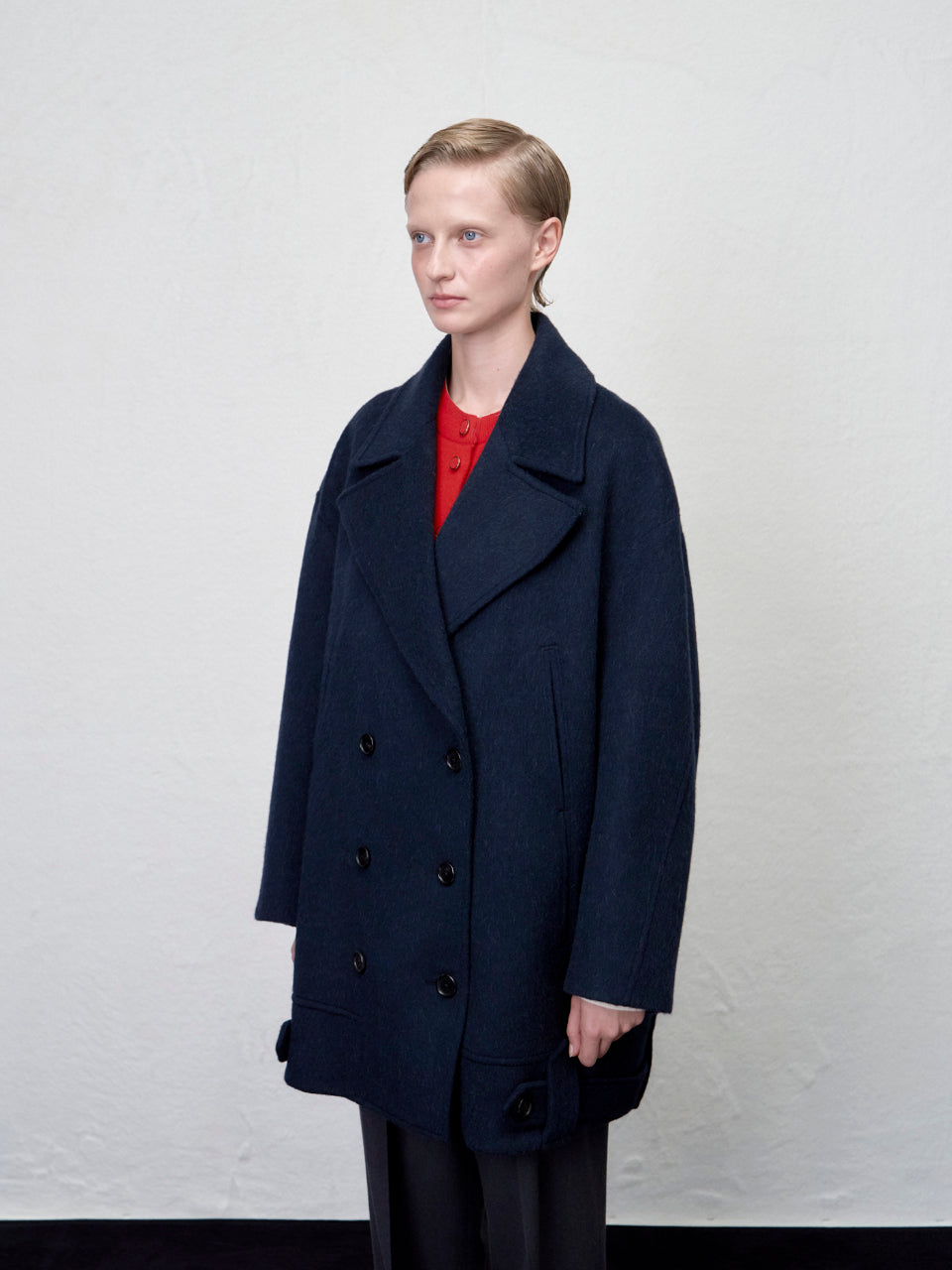 【ARIK. アリク AW】Anser boucle oversized pea coat Midnight Navy