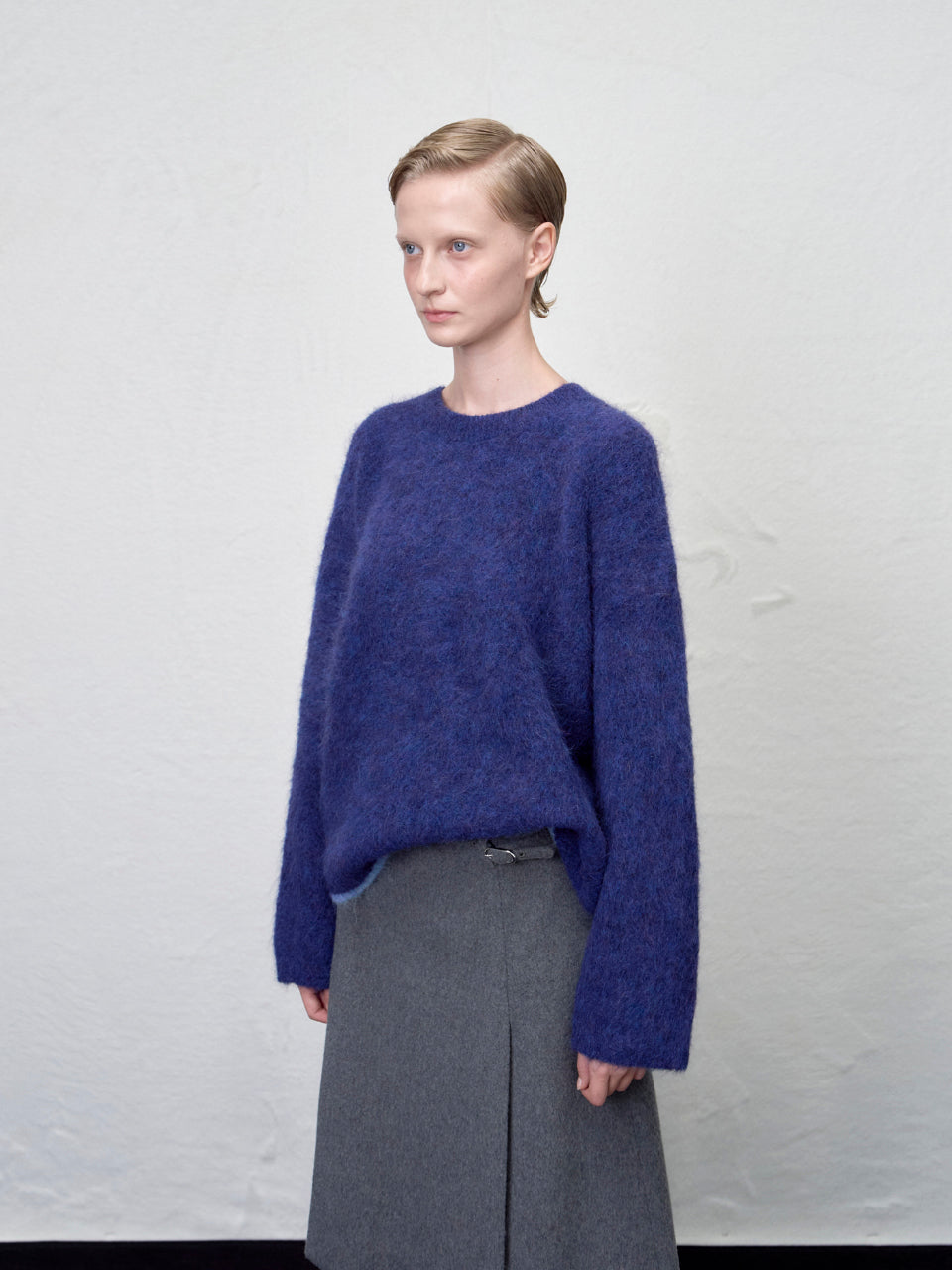 【ARIK. アリク AW】Shaula boxy alpaca knit jumper Violet Blue