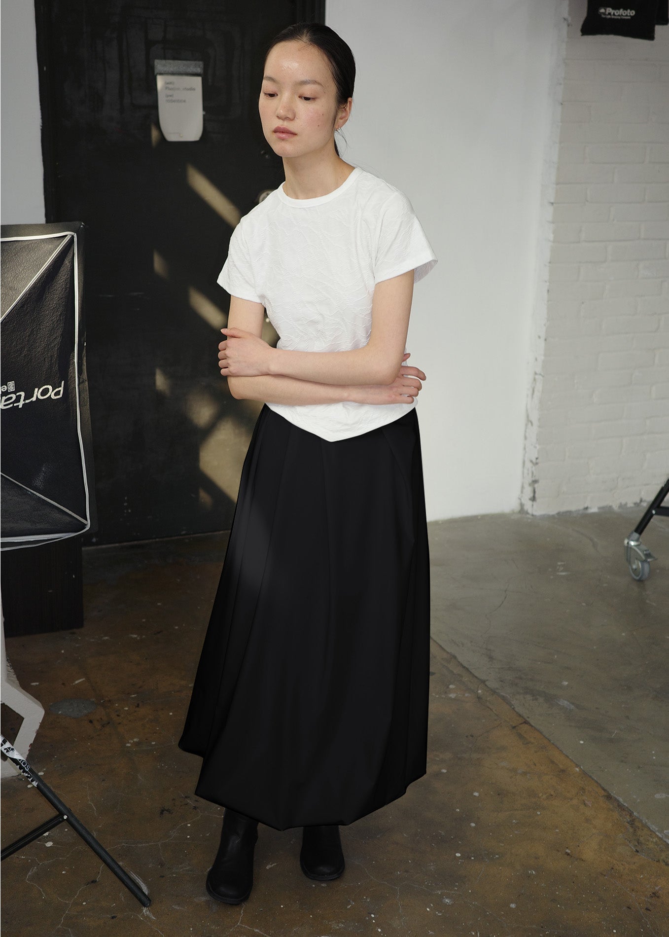 BALLOON MAXI SKIRT -BLACK