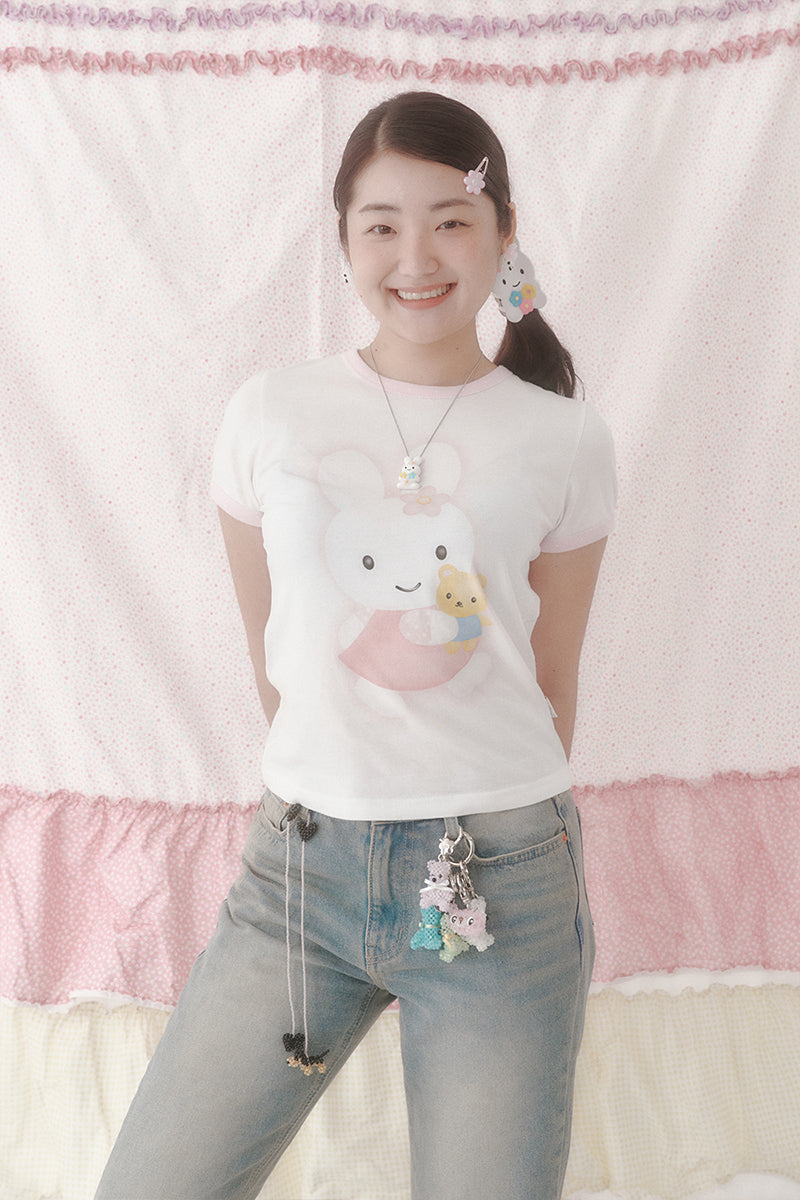 [X YOUNGART] KIDDY Hugs JINI Dot Ringer T-shirt