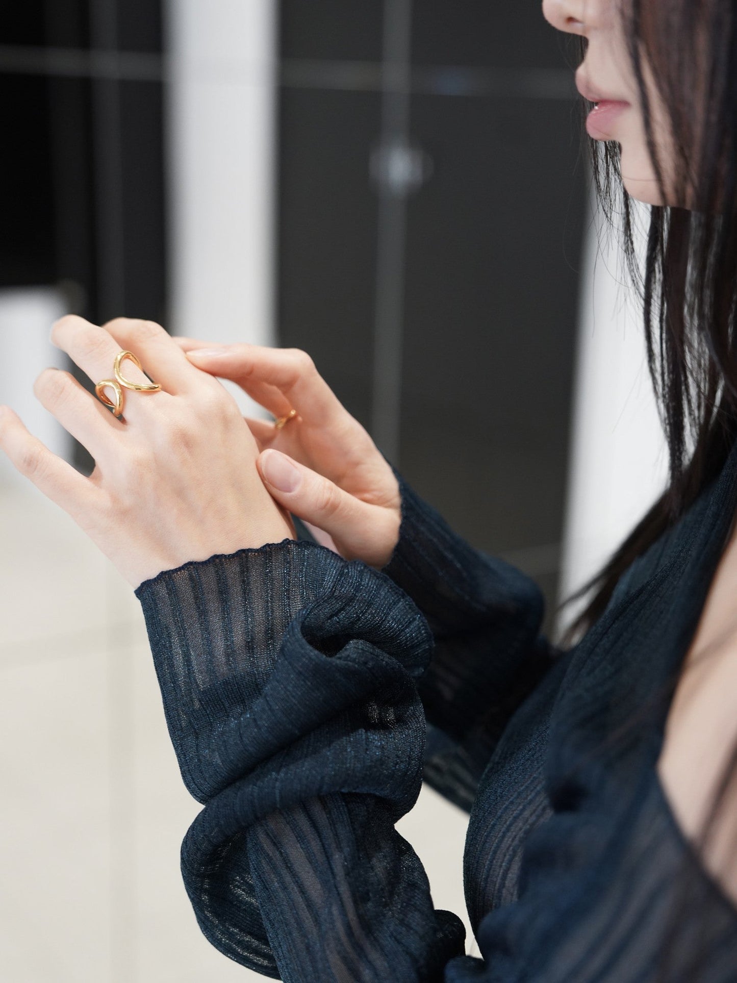 [pinekim] Pipe mono Ring (Gold) ***The image is not gold → Added color to silver***