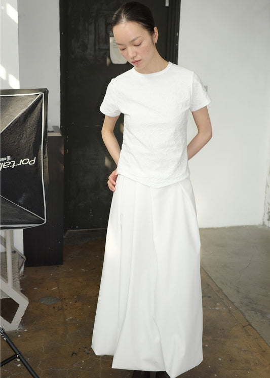 BALLOON MAXI SKIRT -WHITE