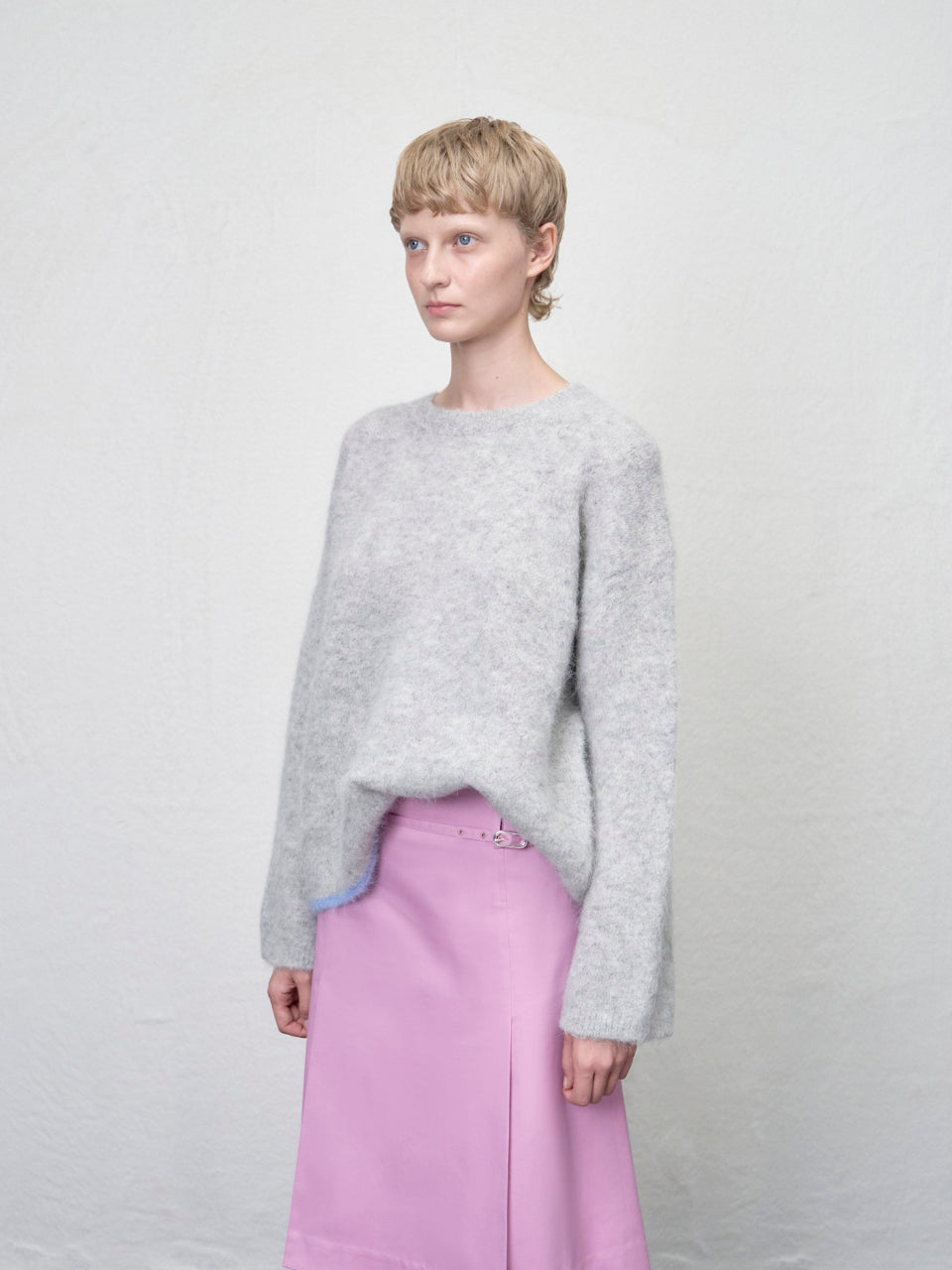 【ARIK. アリク AW】Shaula boxy alpaca knit jumper Melange Grey