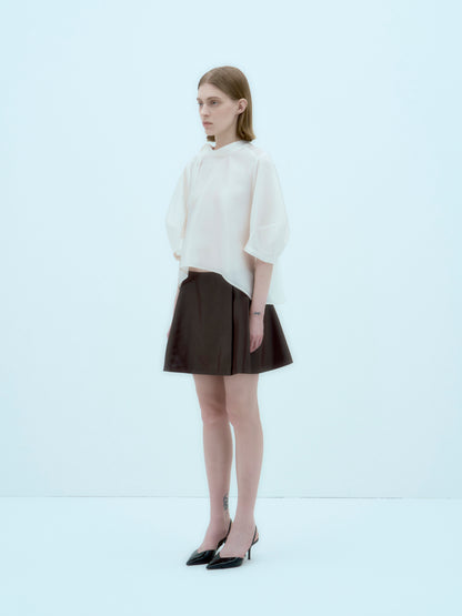 [ARIK.] [25SS] ALKES Panel flare skirt Umber Brown
