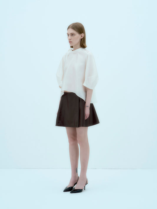 [ARIK.] [25SS] ALKES Panel flare skirt Umber Brown