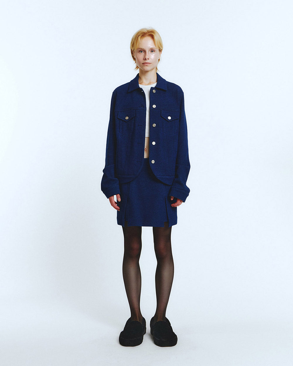 ROUNDED TRUCKER JACKET Blue