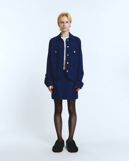 ROUNDED TRUCKER JACKET Blue