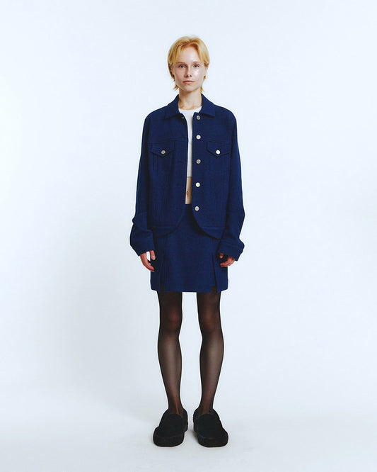 ROUNDED TRUCKER JACKET Blue