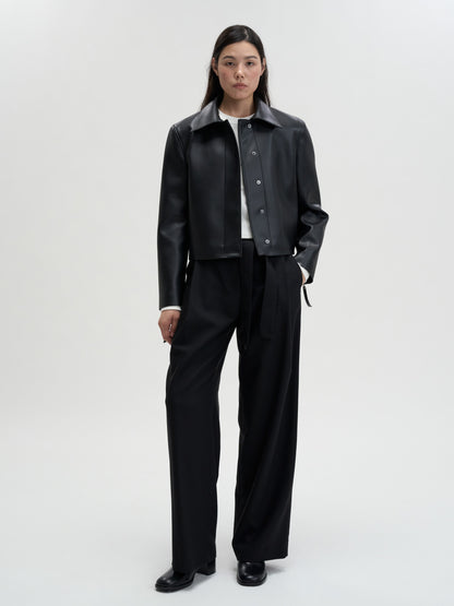 【MAGJAY】Slick Leather Jacket - Black