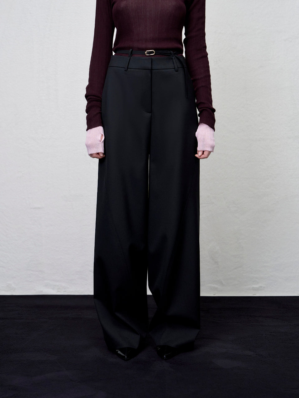【ARIK. アリク AW】Tarius twisted belted wide pants Black