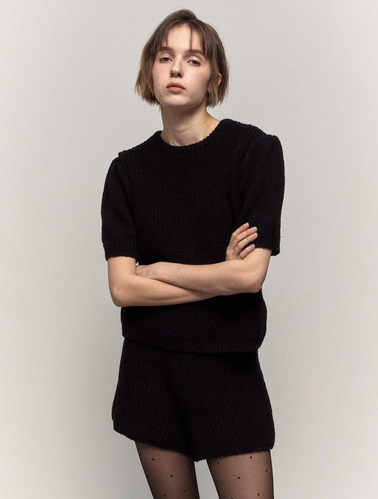 BUBBLES KNIT TOP -BLACK