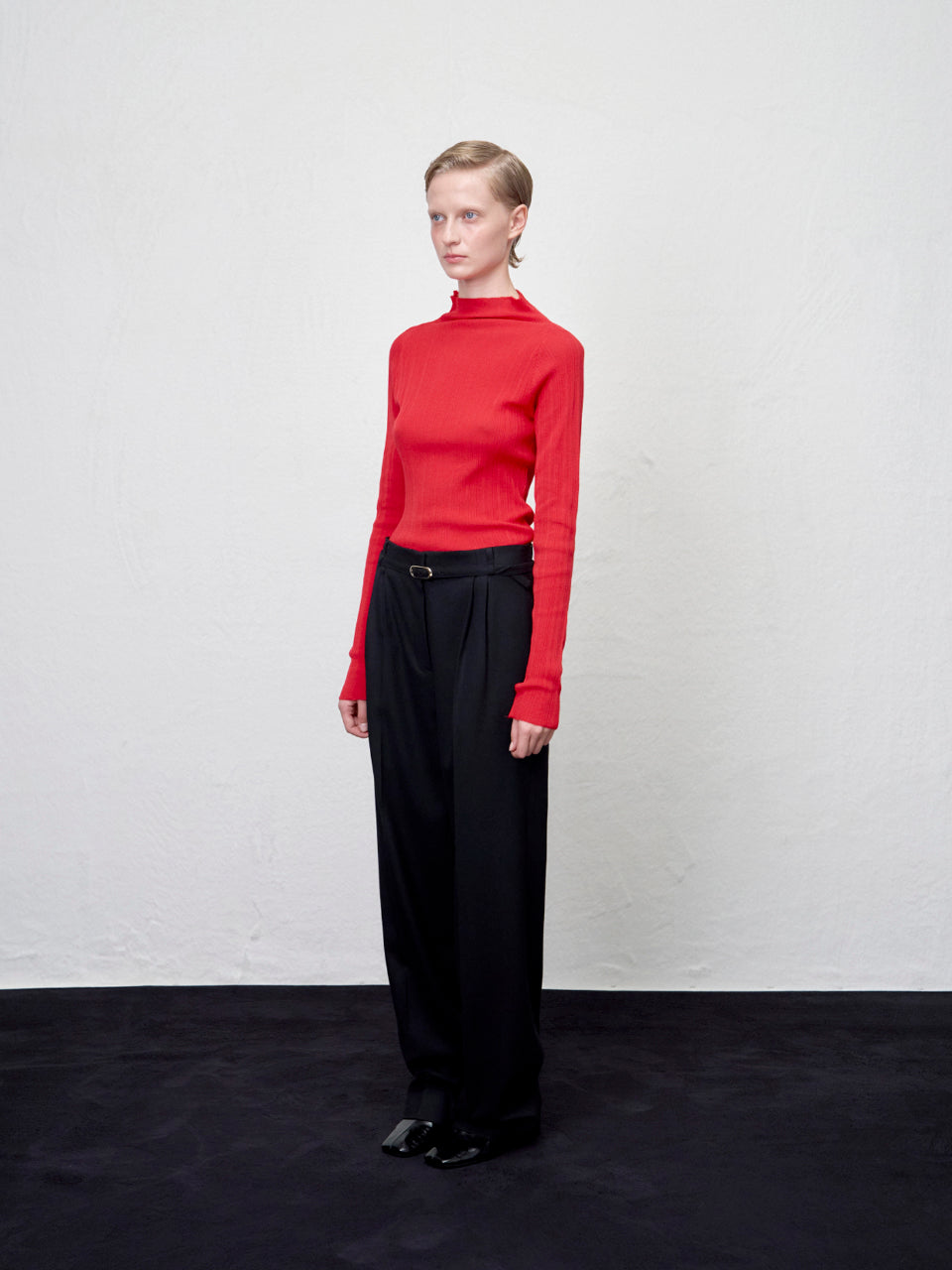 【ARIK. アリク AW】Caph belted tuck wide pants Black