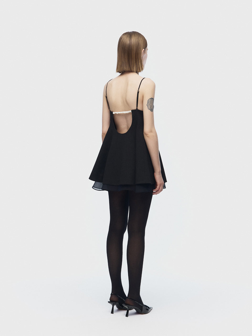 [ARIK.] [24SS] PISCES Layered panel sleeveless dress top Black