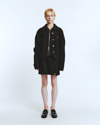 ROUNDED TRUCKER JACKET Black