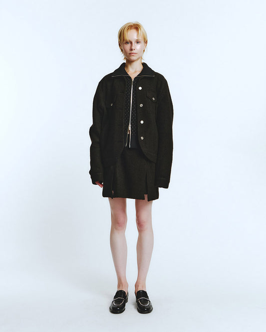 ROUNDED TRUCKER JACKET Black