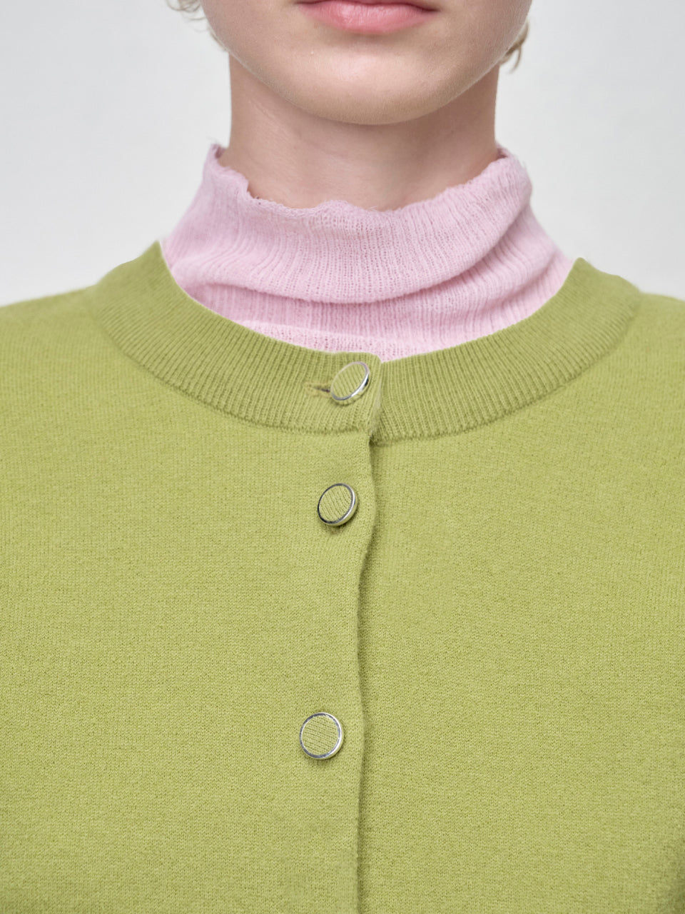 【ARIK. アリク AW】Asellus volume sleeve knit cardigan Pea Green