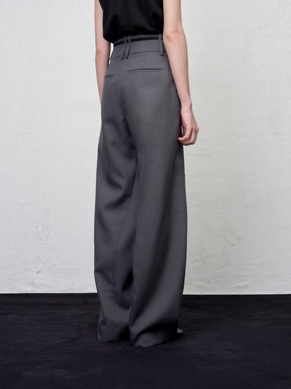 [ARIK. AW] Tarius twisted belted wide pants Gray