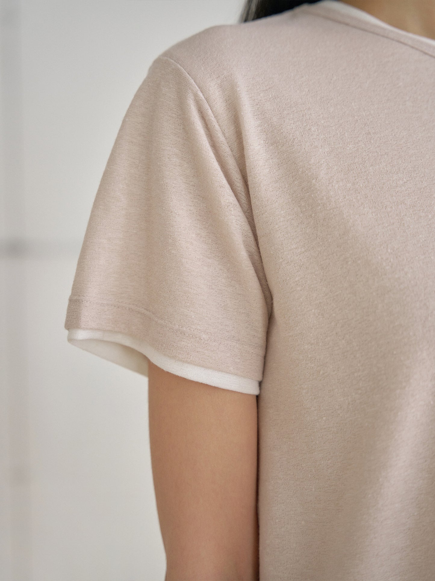 Linen Basic Short Sleeve - Beige