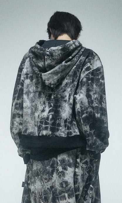 Reculer Pipe dyed denim crop hoodie zip-up(ブラック) 商品画像1/6