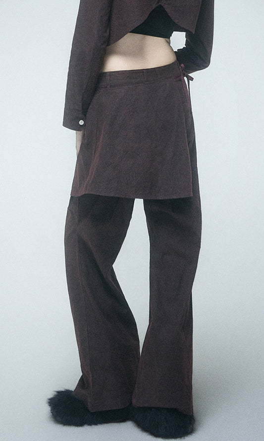 【Reculer レキュリー】Wrinkle Skirt pants Burgundy