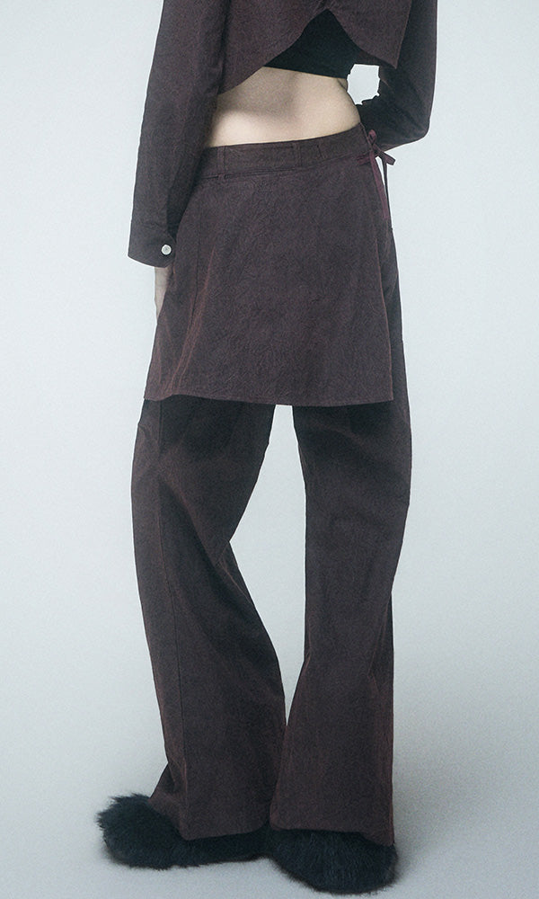 【Reculer レキュリー】Wrinkle Skirt pants Burgundy