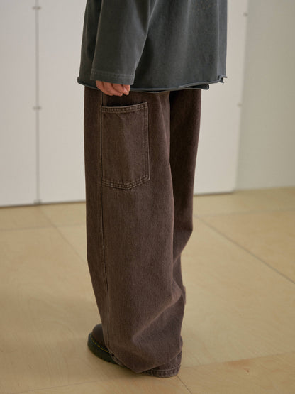 Washed Work Pants - Brown 7