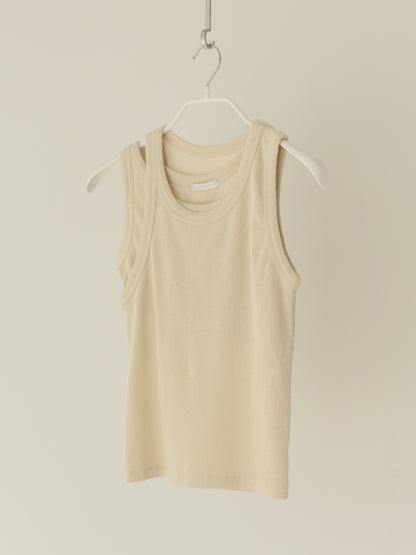 [MARAN] Mei Ribbed Sleeveless - BEIGE