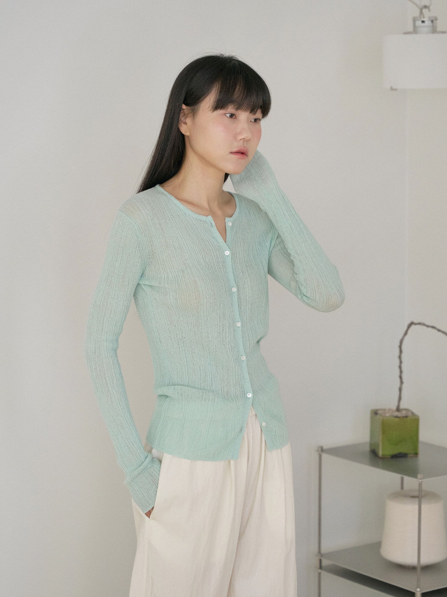 Multi Rib Cardigan - Mint