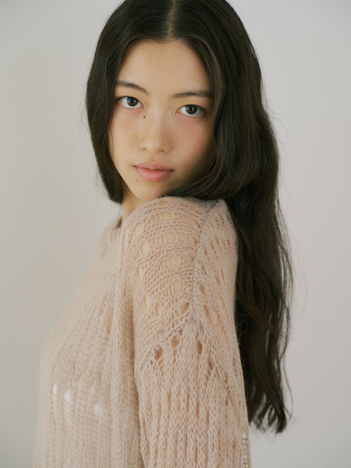 Mohair Punching Pullover-Ivory