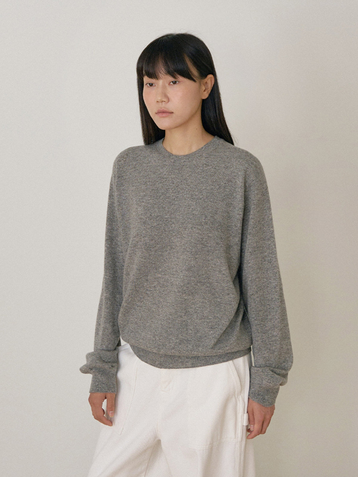 Cashmere Round Pullover - Gray 1