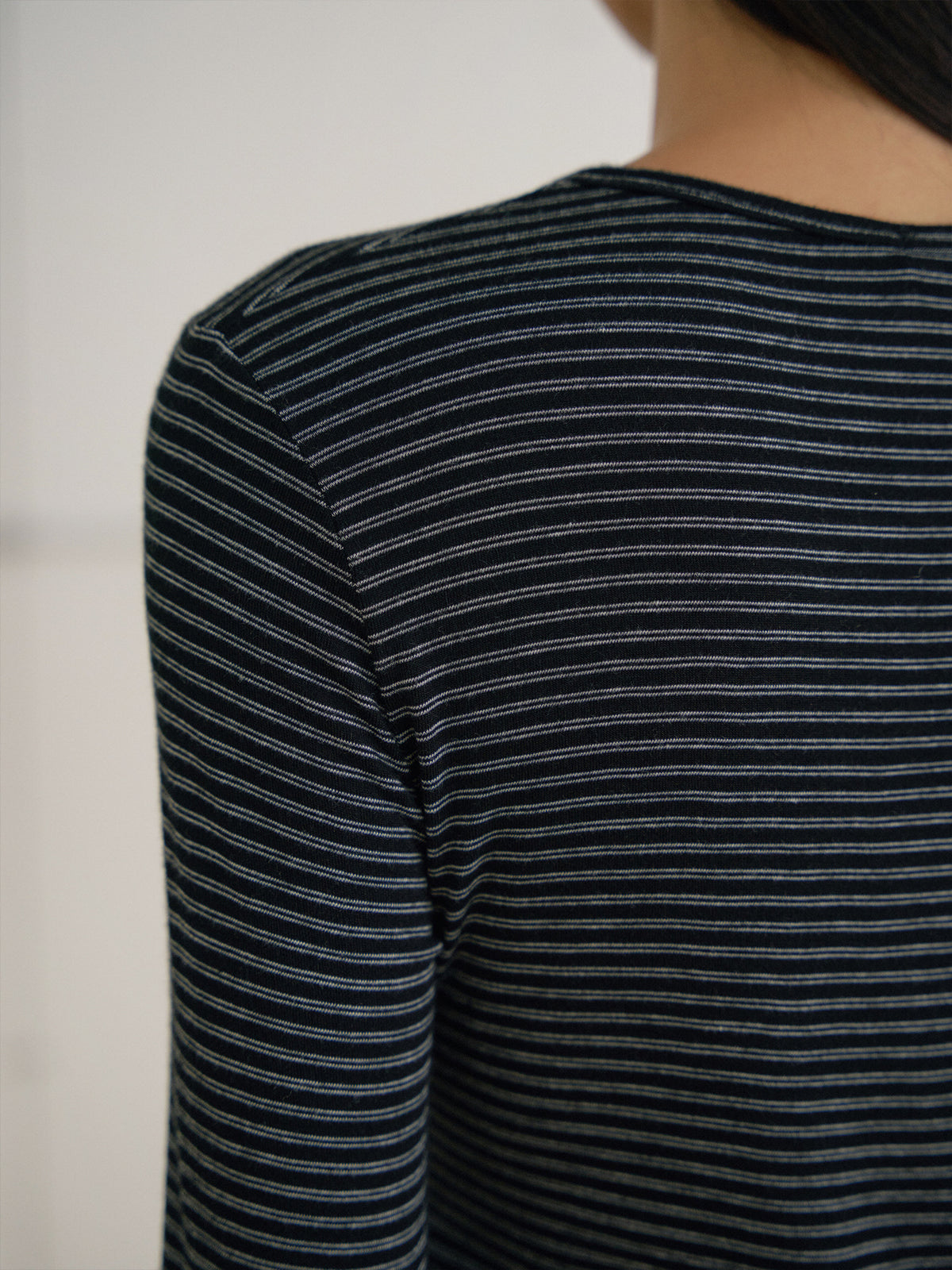 Rib Stripe Long Sleeve - Black 8
