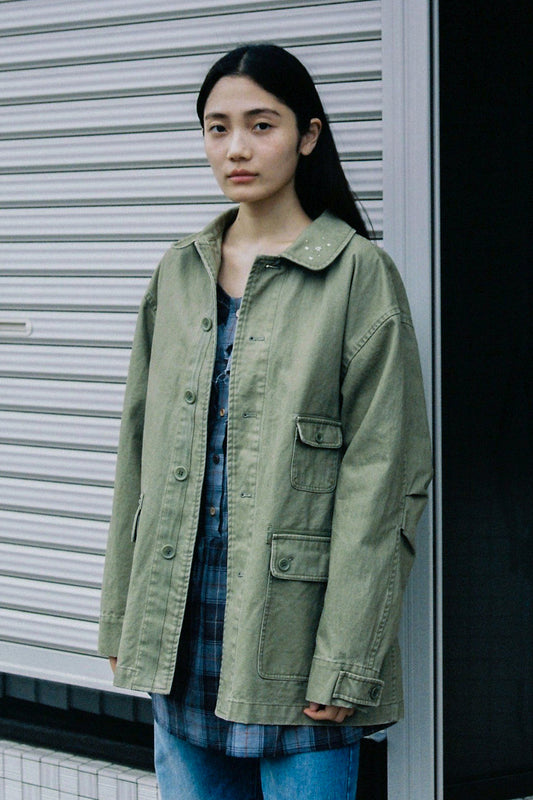 [10/6予約配送] STAR FLORAL WASHED COTTON JACKET, OLIVE