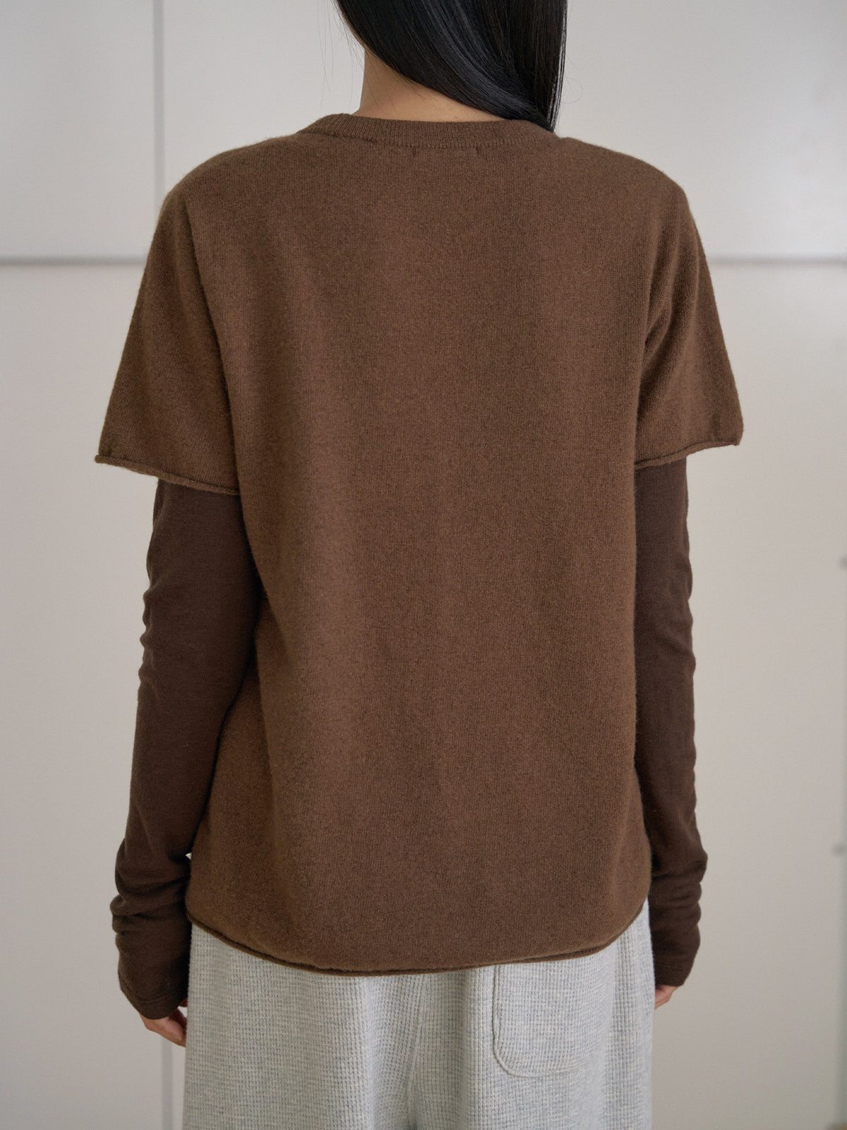 MARAN Cutoff Short Sleeve Pullover - Brown 商品画像13/21