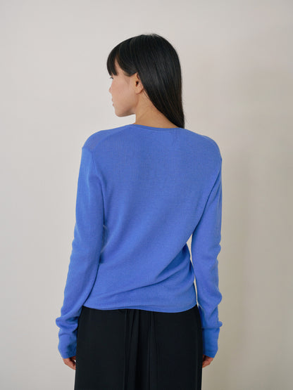 Henley Neck Pullover - Blue 6