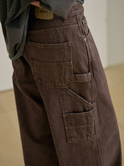 Washed Work Pants - Brown 3