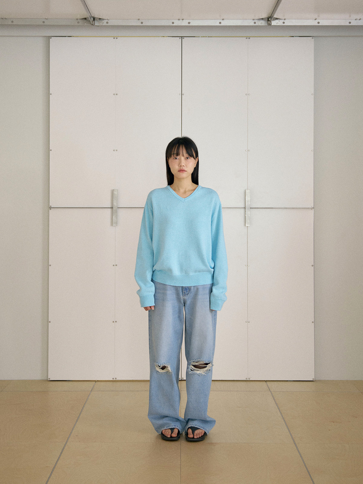 MARAN Knee Damage Denim Pants - Light Indigo 商品画像18/21