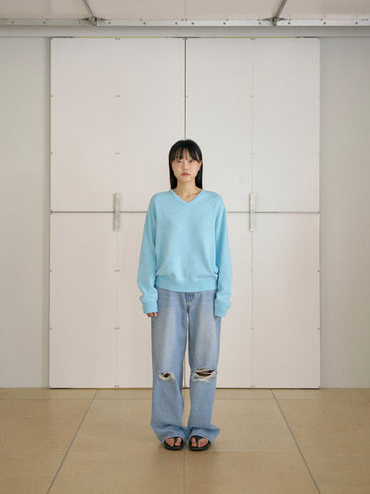 MARAN Knee Damage Denim Pants - Light Indigo 商品画像18/21