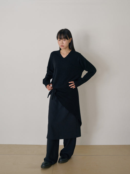 Cashmere Blend V-neck Pullover - Black 3