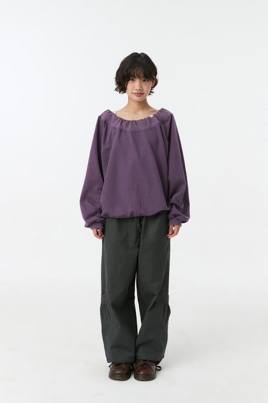 [9/18予約配送] STRING OFF SHOULDER SWEATSHIRT, PURPLE