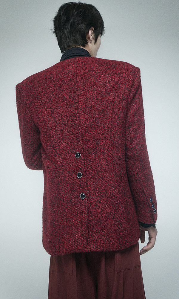 Reculer Lapelless tweed jacket(レッド) 商品画像3/6