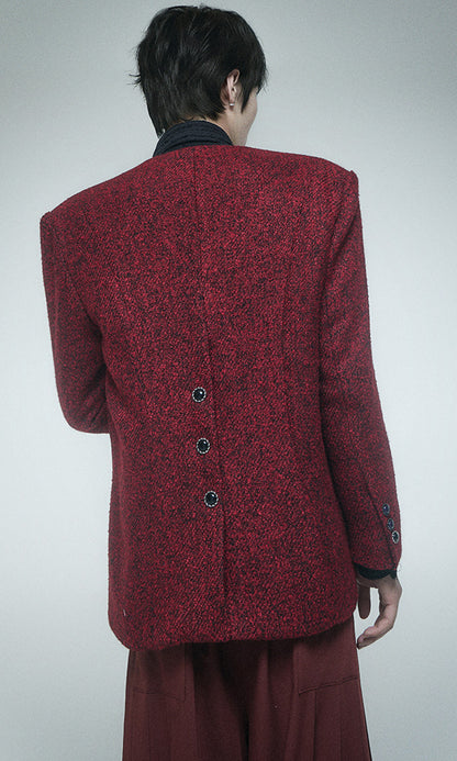 Reculer Lapelless tweed jacket(レッド) 商品画像3/6